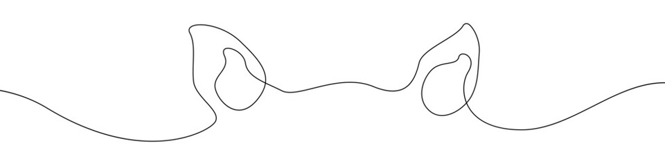Dog ears icon line continuous drawing vector. One line Dog ears icon vector background. Dog ears icon. Continuous outline of a Dog ears icon.