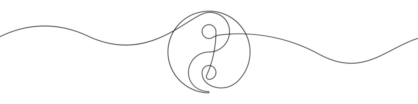 recommend clip art: Yin Yang icon line continuous drawing vector. One line Yin Yang icon vector background. Yin Yang icon. Continuous outline of a World balance icon.
