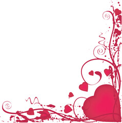 Vector illustration of grunged love heart border