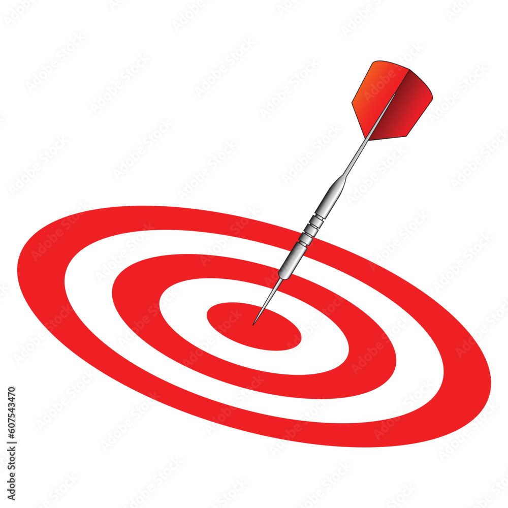 Poster dart on dartboard center isolated over white background