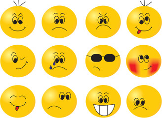 Fototapeta premium Vector emoticos expressing different feelings