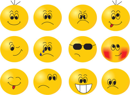 Vector emoticos expressing different feelings