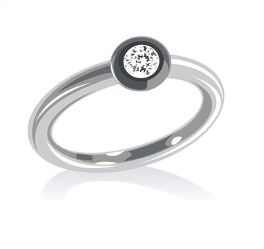 Ornate ring with a jewel on a white background.