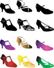 vector illustration for a variety of shoes in style.