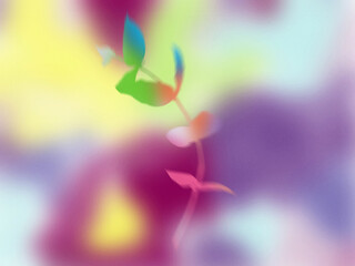 Watercolor gradient flower branch composition. Hand painted summer plant isolated on gradient background. Floral illustration for design, print, fabric or background.