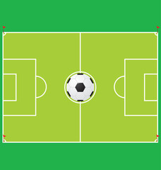 A traditional soccer ball and field.
