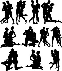 Illustration of Sexy Couple Silouettes