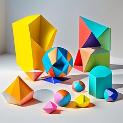 Colorful abstract geometric background. Generative AI. Ideal for posters, wall painting, backdrop