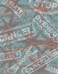 Editable vector background illustration of negative rubber stamps
