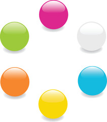 Vector illustration coloured, reflective marbles