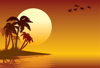 Tropical island, palm trees on a beach