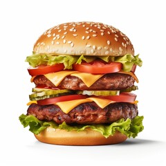 Double burger isolated on white background 