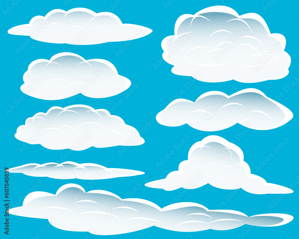 Poster set of different shape of clouds for design usage