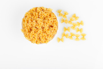 Different types and shapes of dry italian pasta