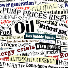Editable vector seamless tile of energy headlines