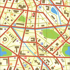 Editable vector seamless tile of a generic city without names