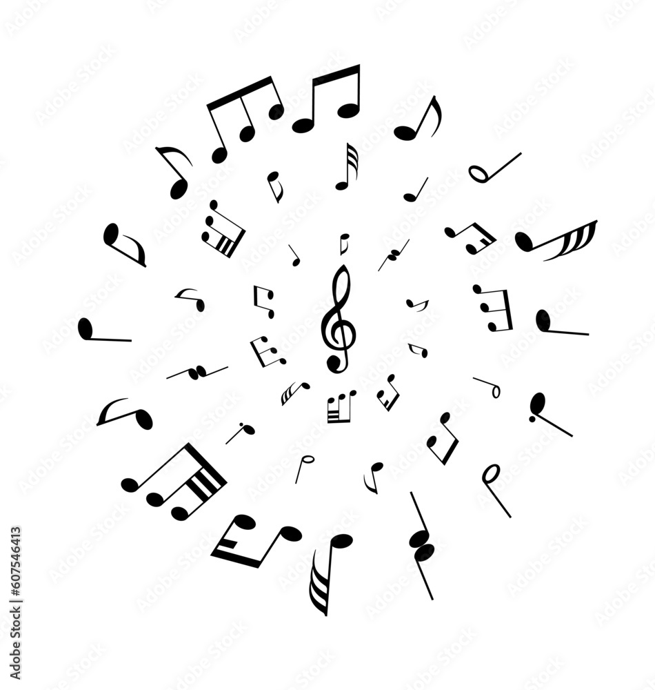 Poster musical notes background in circle shape. vector illustration.