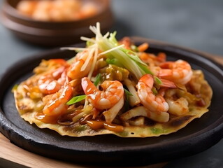 korean food. shrimp cooking. korean table setting. Generative AI.