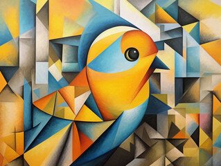 A Cubism Painting of a Canary | Generative AI