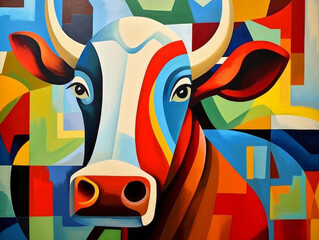 A Cubism Painting of a Cow | Generative AI