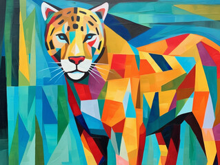 A Cubism Painting of a Leopard | Generative AI