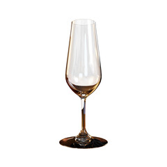 3d empty golden glass isolated on transparent background, png