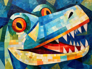 A Cubism Painting of an Alligator | Generative AI