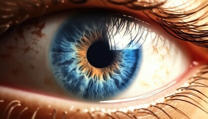 'Created realistic closeup of beautiful human blue eye.' (Illustration, Generative AI)