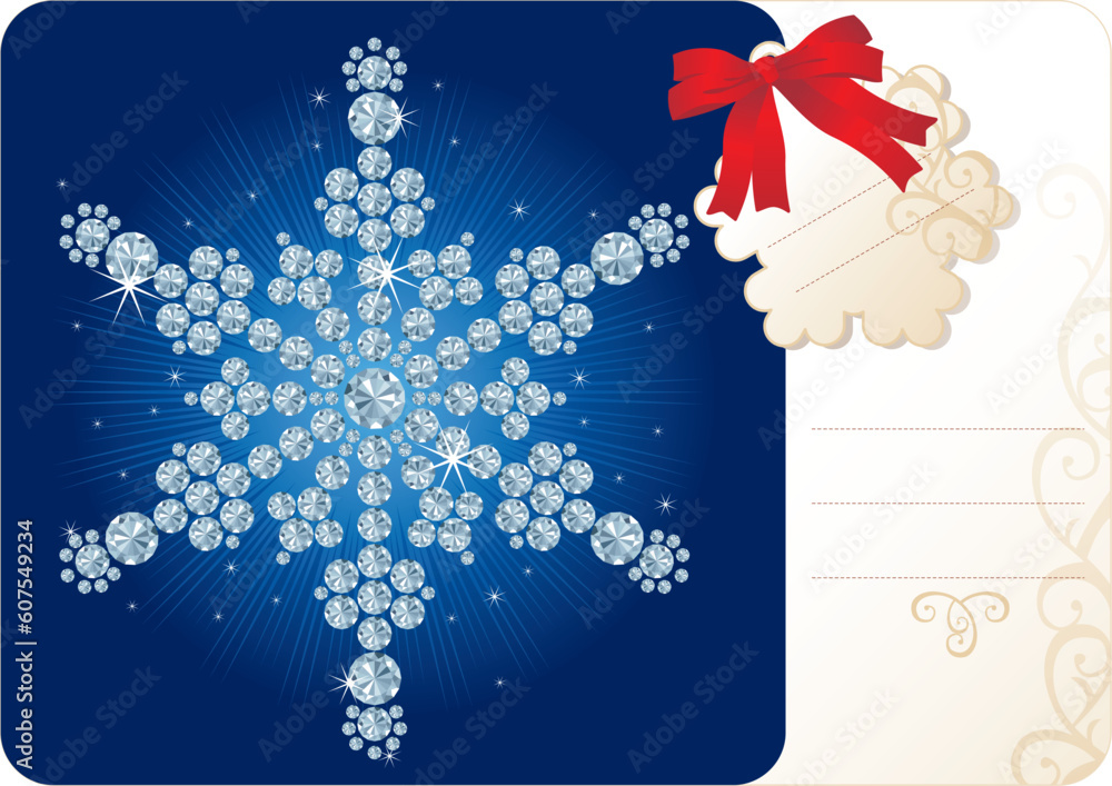 Canvas Prints Diamond snowflake / Christmas background with tag and copy space for your text