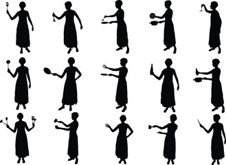 girl cooking silhouettes