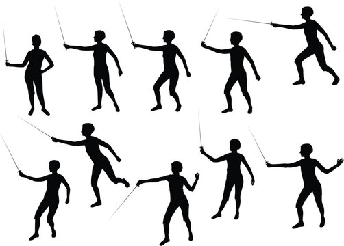girl fencing silhouettes