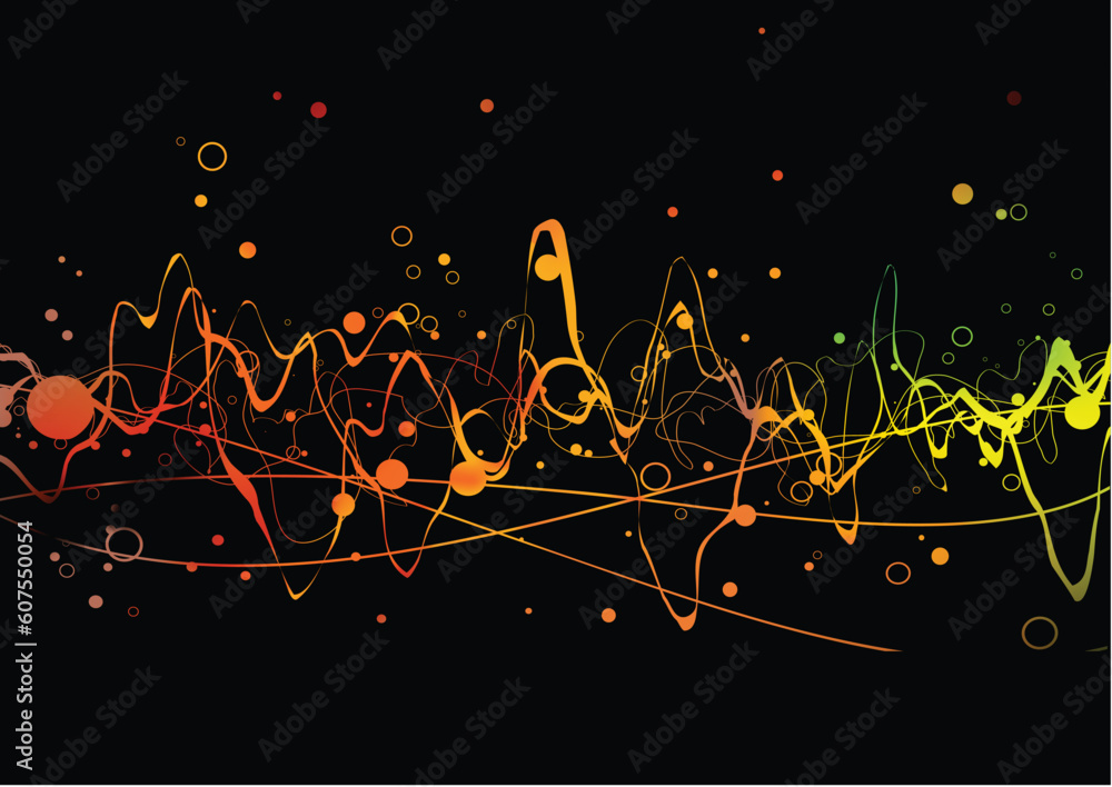 Poster abstract lines background: composition of curved lines, dots and colorful gradients - great for back