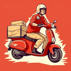 Fototapeta na wymiar Fast and Reliable Delivery by Scooter with Plenty of Room for Packages, generative AI