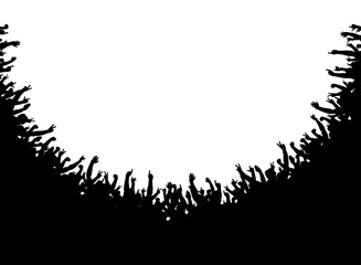 Editable vector foreground illustration of a crowd silhouette