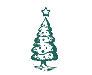 Christmas tree set, Hand drawn illustrations.	
