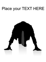 male going to run against white background