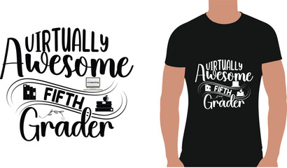 Virtually Awesome Fifth Grader e-Learning Back to School T-Shirt
