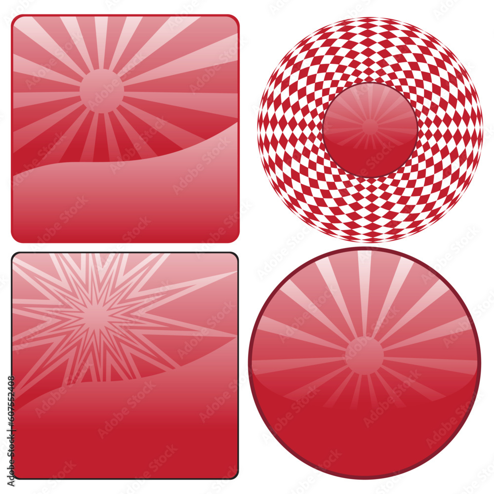 Poster different icons of sun in different shapes and forms.