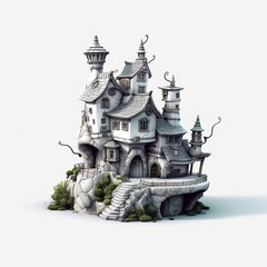 Fairytale housed animation detailed white background 