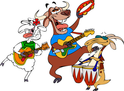 Illustration of a cartoon music band.