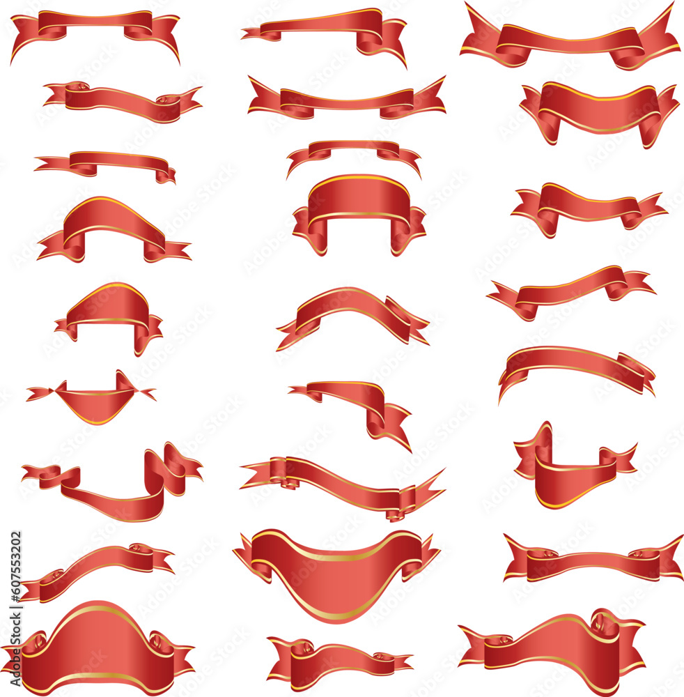 Poster collection of vector curves ribbons in different shape