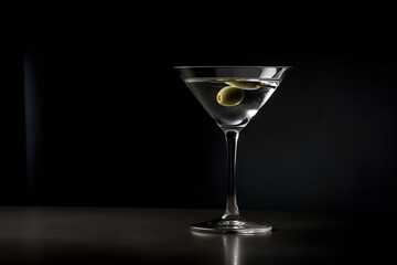 Elegant Dry martini cocktail on wooden counter minimal