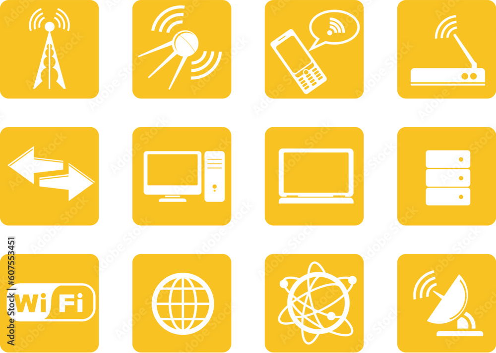 Poster wireless technology icons - twelve computer icons