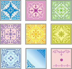 Set of decorative finishing ceramic tiles