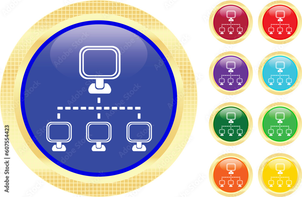 Poster networking icon on shiny buttons