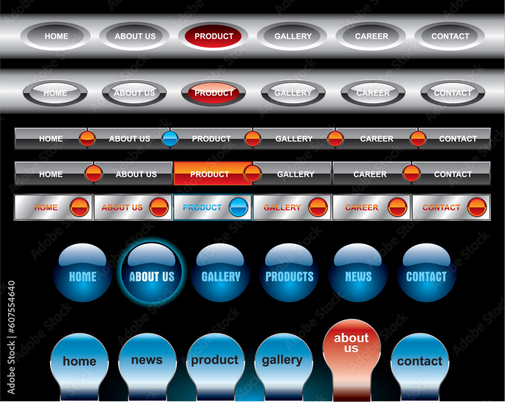 Poster black menu buttons navigation template