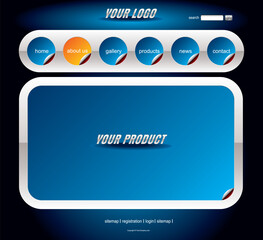 Obraz premium Website blue stickers template