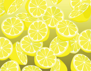 Editable vector illustration of falling sliced lemons