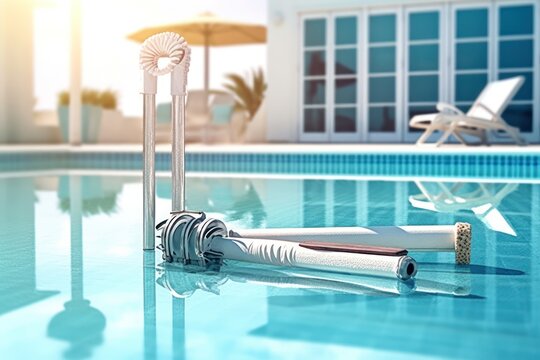stock photo of swimming pool and stuff tools equipment  photography Generative AI