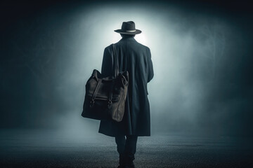 A mysterious man carrying a bag. Generative AI